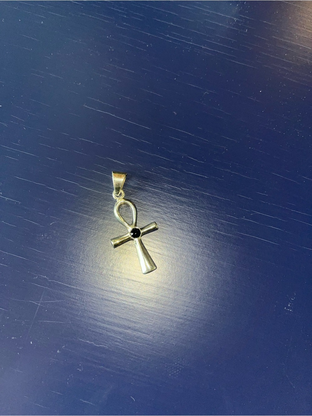 Sterling Silver Cross Pendant With Black Opal Stone
